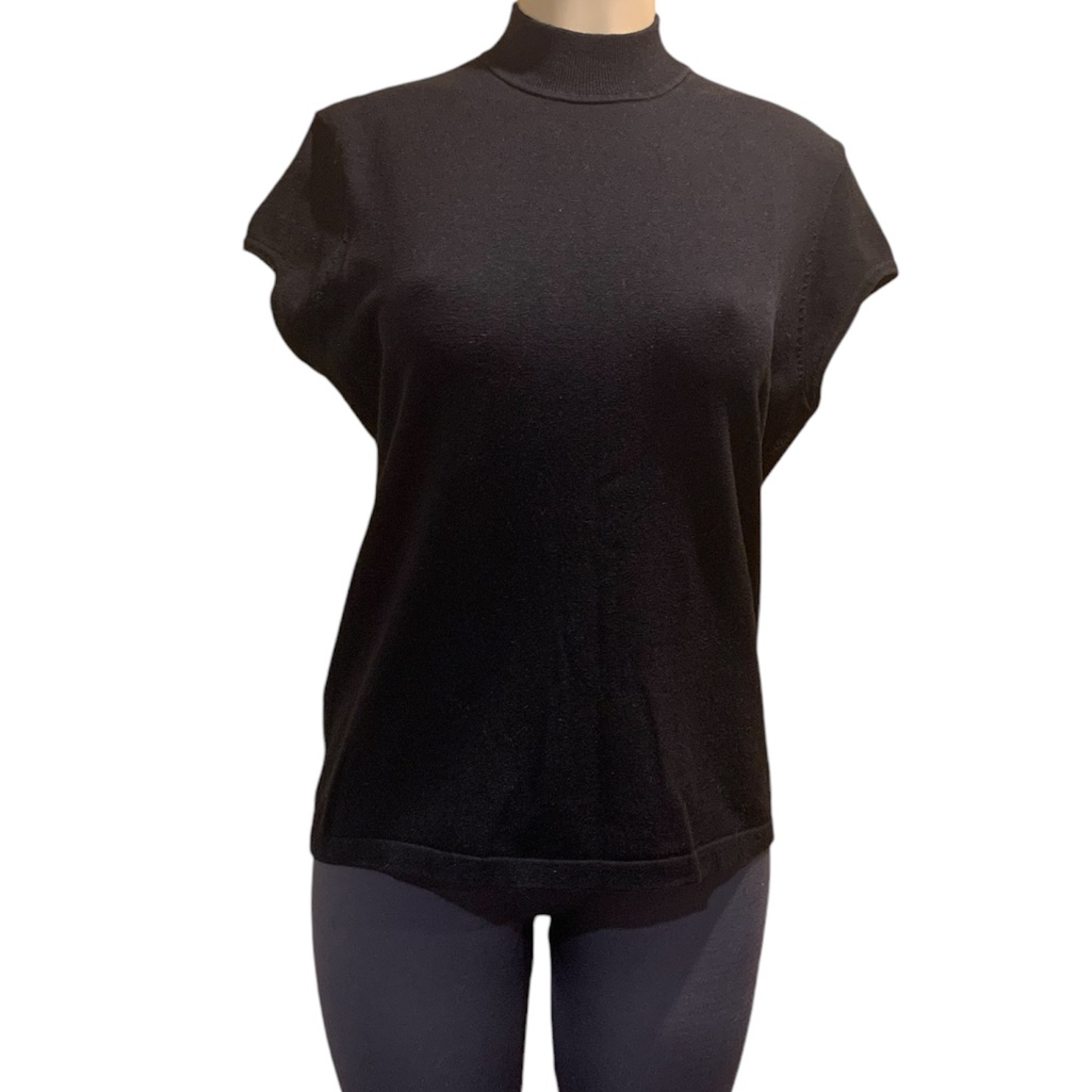 Evan- Picone Knit Silk Blend Sleeveless Top With Mock Neck